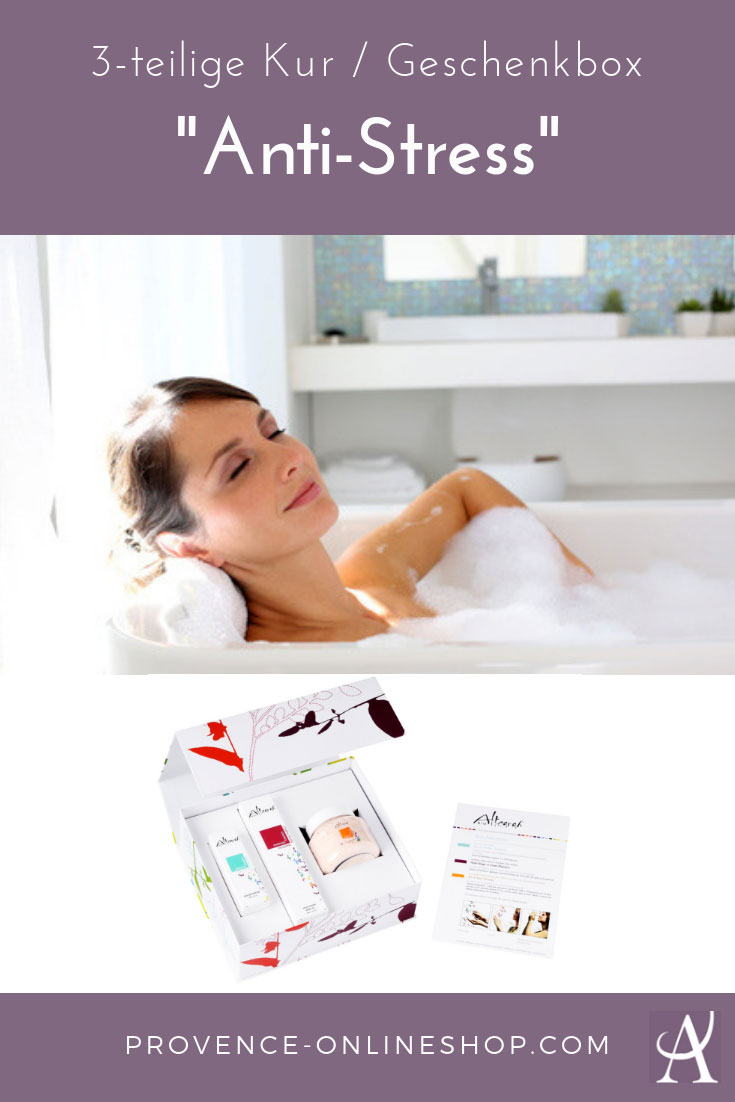 Mit dieser 3-tlg. Anti-Stress-Kur gelingt es Dir leichter, zu entspannen, loslassen und gelassener zu werden. Hochwertige ätherische Öle in der Naturkosmetik von Altearah - Naturkosmetik Provence