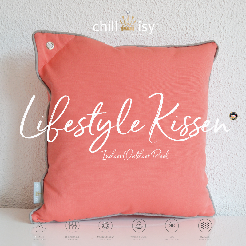 Yacht Pillow, melon with gray piping 40x40 – chillisy® Luxury Yacht Lifestyle