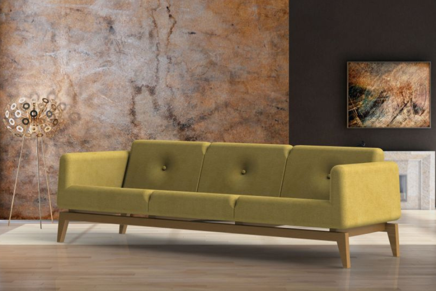 Geräumiges 3-Sitzer-Sofa Smooth mit Holzfüßen skandinavisches Design