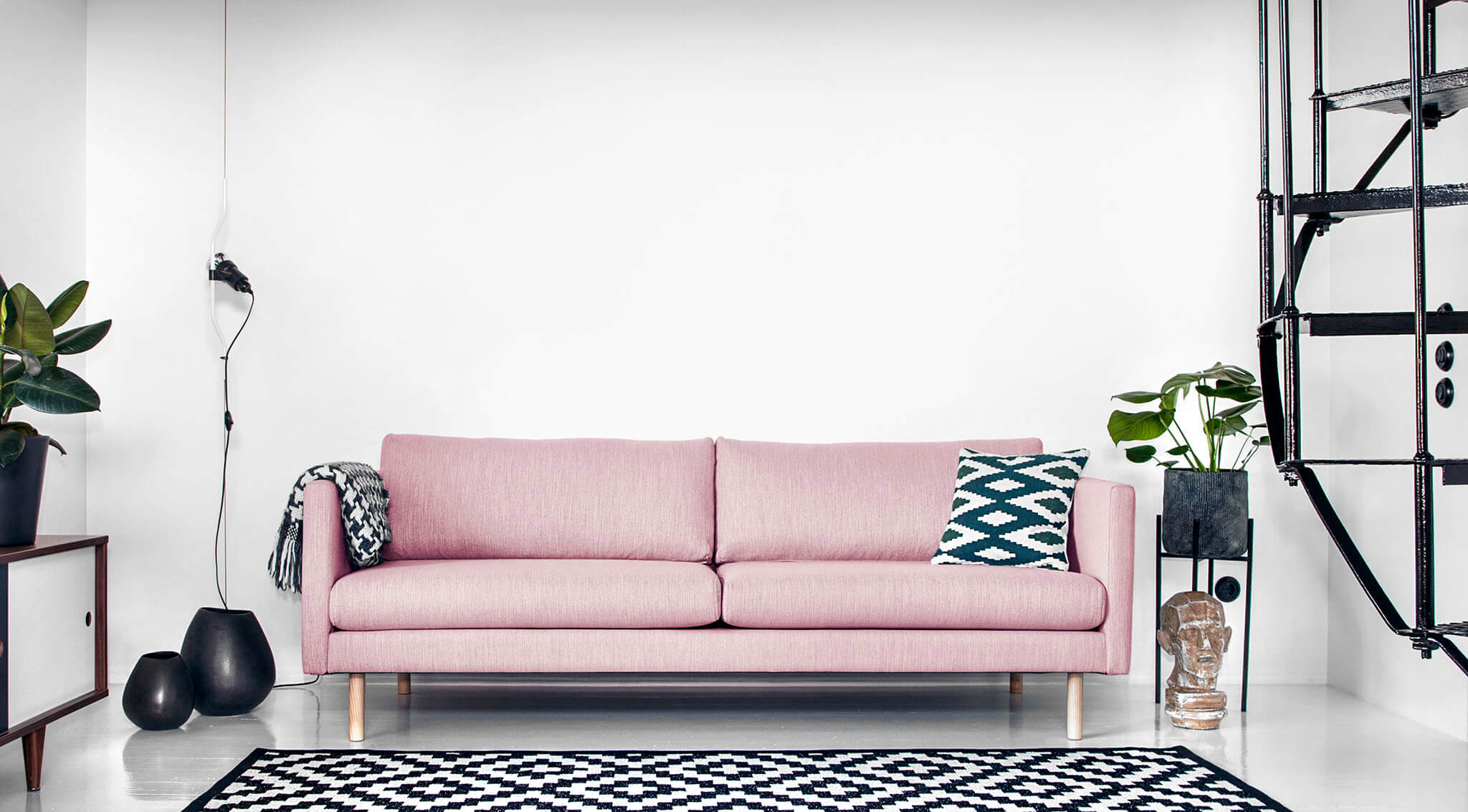 Sofa Leaf 3-Sitzer rosa skandinavisches Design
