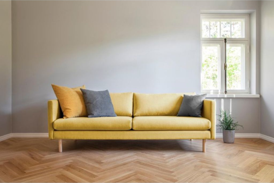 Gelbes 3-Sitzer Sofa im skandinavischen Design