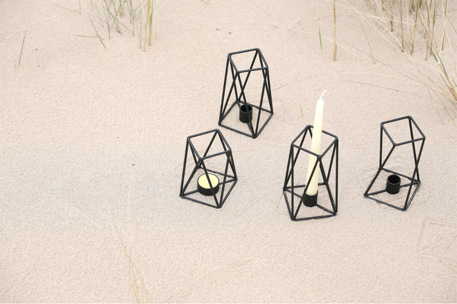 Kerzenständer schwarz Metall geometrisch