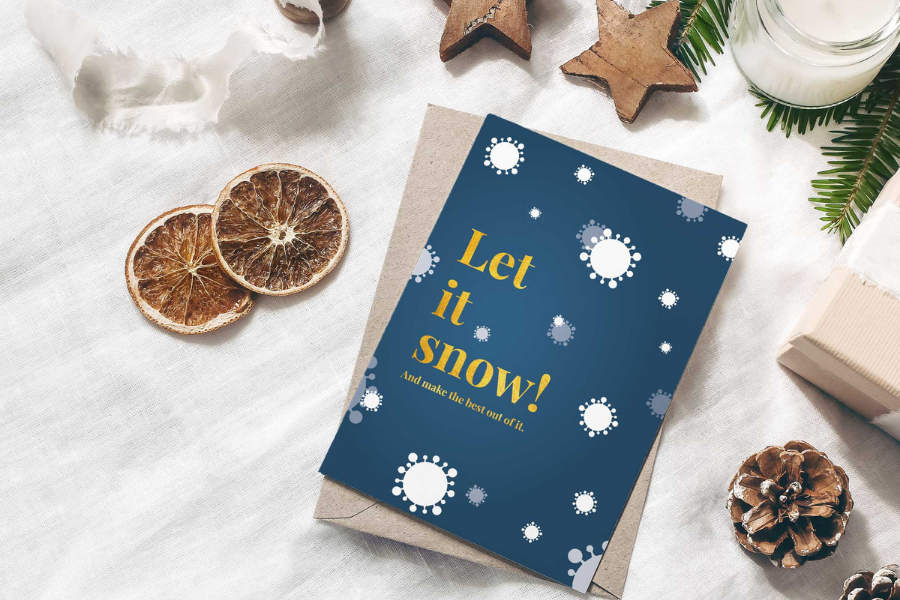 Weihnachtsgrüße Corona Grußkarte Let It Snow