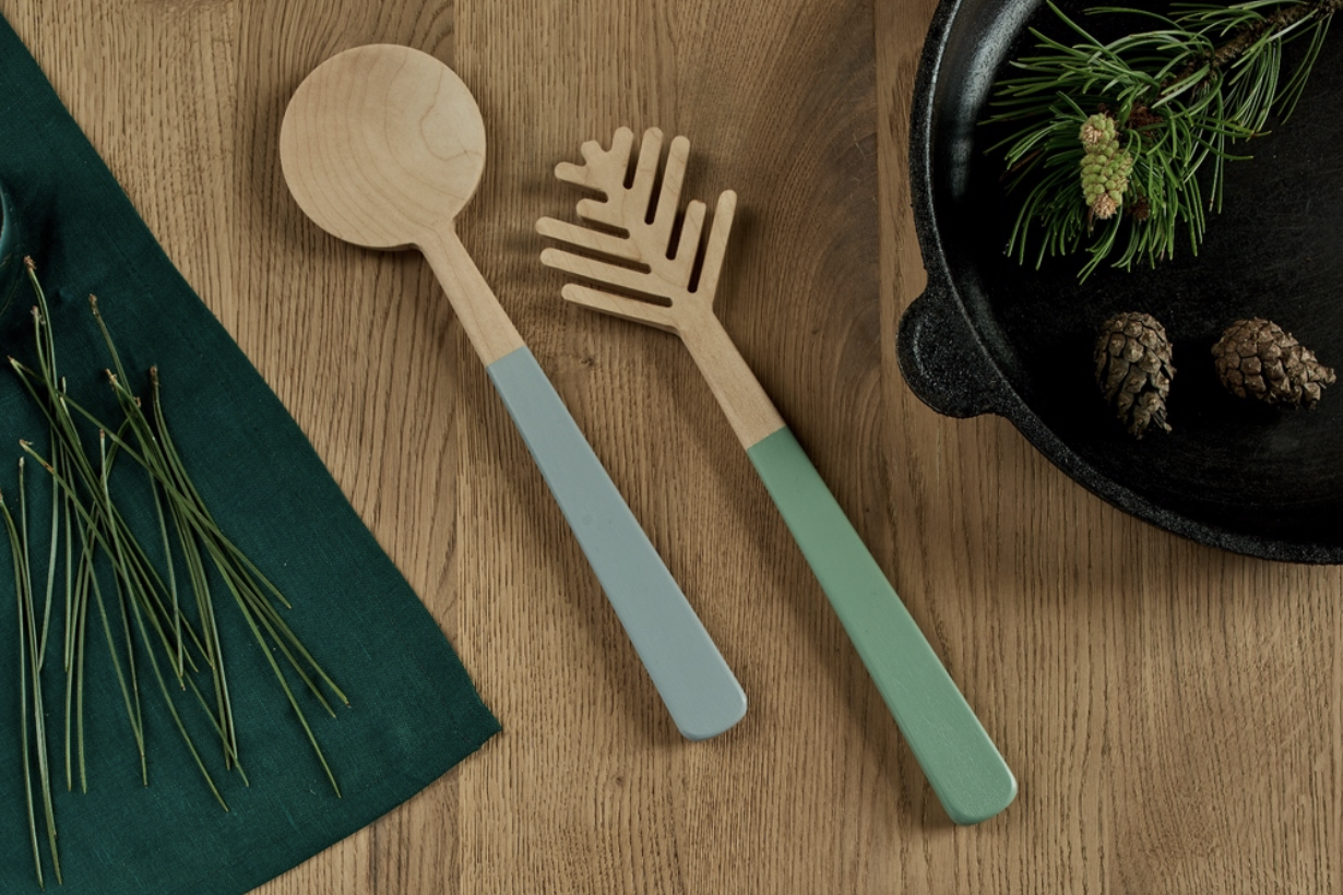 Salatbesteck Pine Needle - hochwertige Kundengeschenke zu Weihnachten mit Logo
