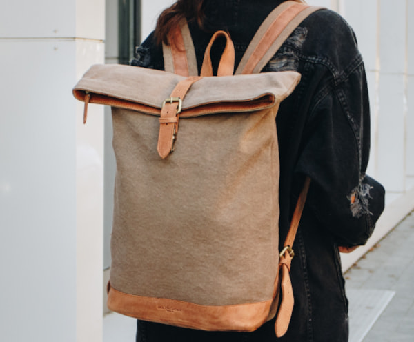 Rucksack aus Leder und Canvas
