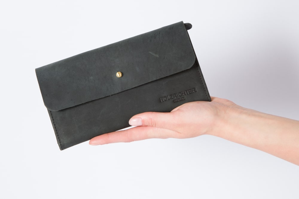 Damen Portemonnaie Leder in schwarz