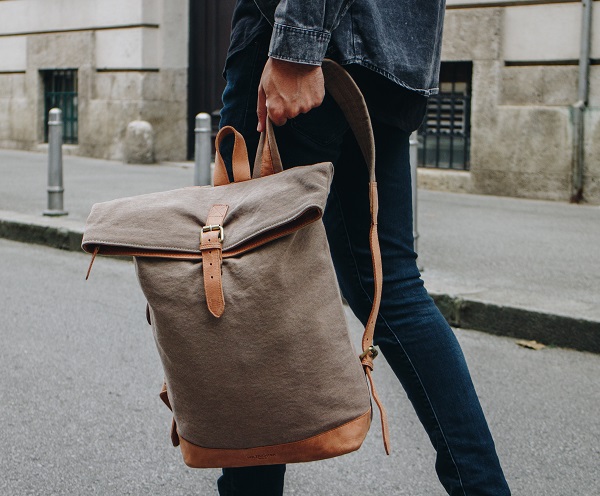 Canvas Reise Rucksack aus Leder