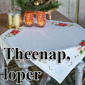borduurpakketten met telpatroon - theenappen en tafellopers